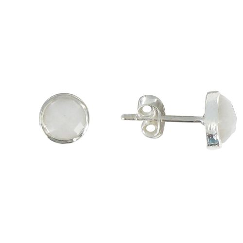 Boucles d'Oreilles Argent Puces Demi-Sphère d'Agate Blanche - LES POULETTES BIJOUX - Modalova