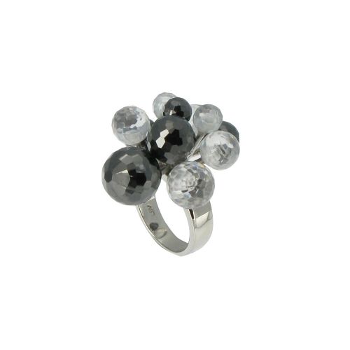V Bague Argent Planètes de Fleurs Graphite et Cristal - taill - LES POULETTES BIJOUX - Modalova