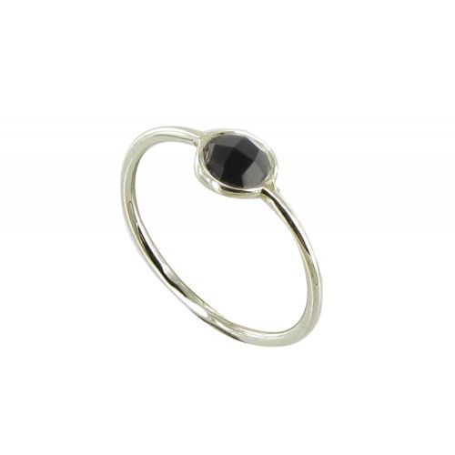 V Bague Argent 925 Demi-Sphère d'Onyx - taille 56 - LES POULETTES BIJOUX - Modalova