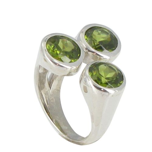 Bague Argent Trois Péridot Ronds Facettés - taille 58 - LES POULETTES BIJOUX - Modalova