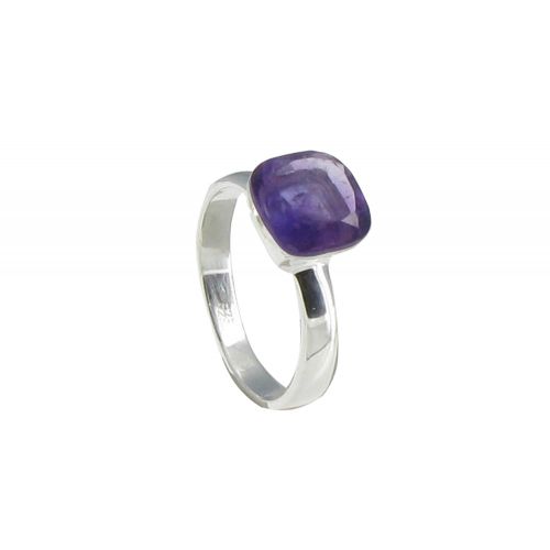 Bague Argent Carré d'Améthyste Facetté - taille 50 - LES POULETTES BIJOUX - Modalova