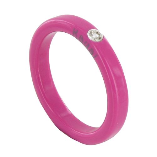 Bague Diamant Blanc Résine Fuchsia et Argent 925 - taille 50 - LES POULETTES BIJOUX - Modalova