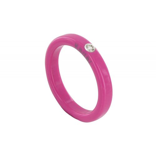 Bague Diamant Blanc Résine Fuchsia et Argent 925 - taille 48 - LES POULETTES BIJOUX - Modalova