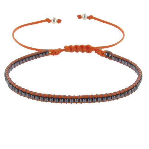 Bracelet Perles Noires Lien Tréssé et Gris - LES POULETTES BIJOUX - Modalova