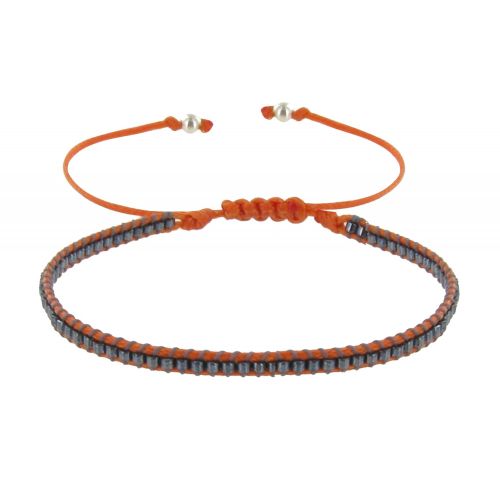Bracelet Perles Noires Lien Tréssé et Gris - LES POULETTES BIJOUX - Modalova