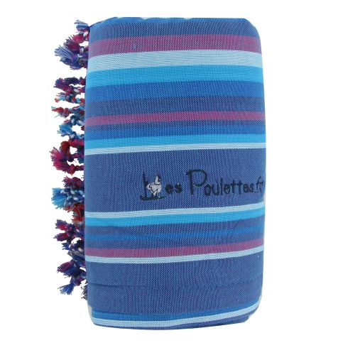BIJOUX - V Kikoy Serviette Plage Coton Couleur Bleu Rayé Fuchsia Turqu - LES POULETTES - Modalova
