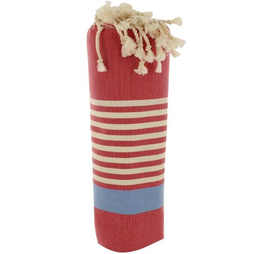 BIJOUX - Fouta Drap Plage et Hammam Coton Rayé Blanc et Bleu - LES POULETTES - Modalova