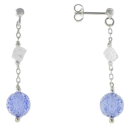 Boucles d'Oreilles Argent Chainette Perle Cristal du Japon Bl - LES POULETTES BIJOUX - Modalova