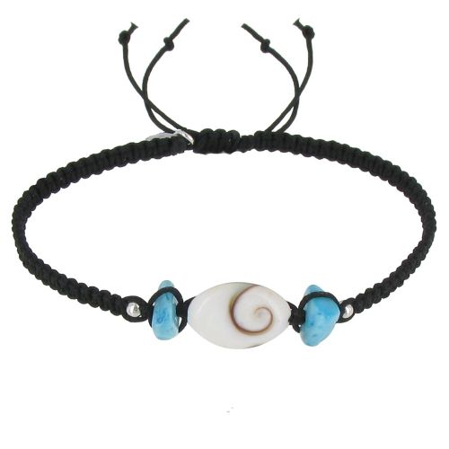 Bracelet Lien Tréssé Pavés de Larimar et Oeil de Ste Lucie - LES POULETTES BIJOUX - Modalova