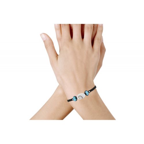 Bracelet Lien Tréssé Pavés de Larimar et Oeil de Ste Lucie - LES POULETTES BIJOUX - Modalova