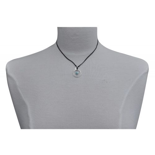 Collier Lien Noir Deux Anneaux Argent et Perle de Larimar - LES POULETTES BIJOUX - Modalova