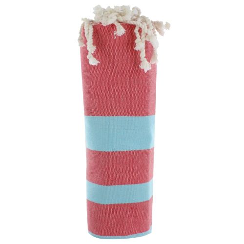 BIJOUX - Fouta Drap Plage et Hammam Coton Rayé Turquoise - LES POULETTES - Modalova