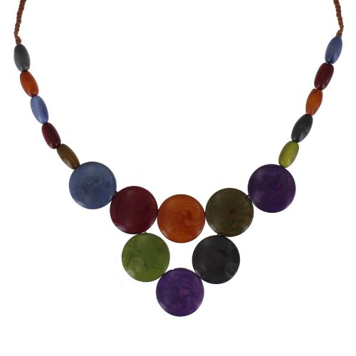 Collier Tagua Pastilles Multicolore Automne - LES POULETTES BIJOUX - Modalova