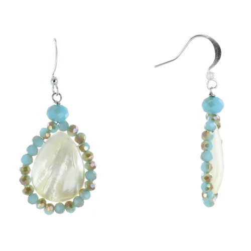 Boucles d'Oreilles Argent Goutte de Nacre Perles de Verre Fac - LES POULETTES BIJOUX - Modalova