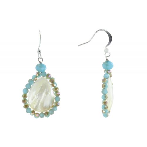 Boucles d'Oreilles Argent Goutte de Nacre Perles de Verre Fac - LES POULETTES BIJOUX - Modalova