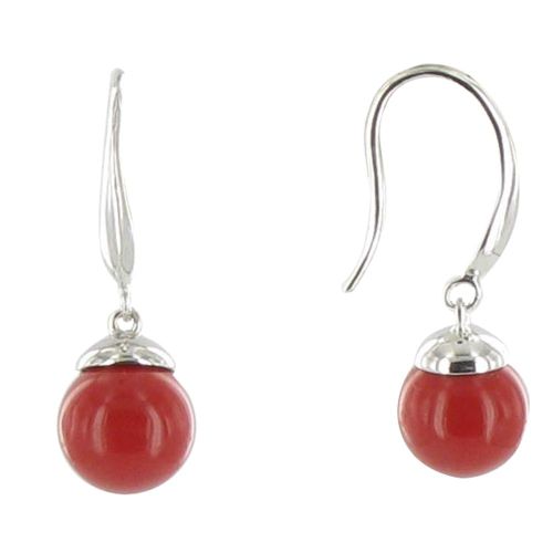 V Boucles d'Oreilles Argent Billes de Zirconium Corail - LES POULETTES BIJOUX - Modalova