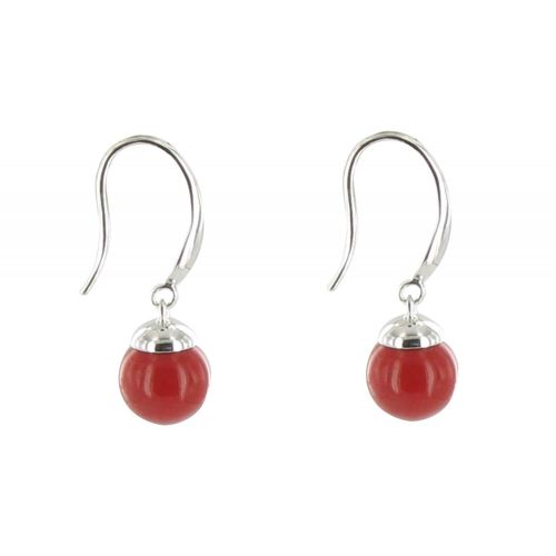 V Boucles d'Oreilles Argent Billes de Zirconium Corail - LES POULETTES BIJOUX - Modalova