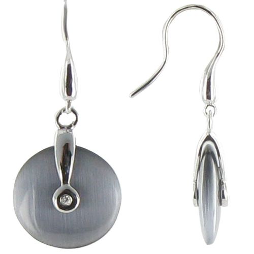 Boucles d'Oreilles Argent Disque Oeil de Chat - LES POULETTES BIJOUX - Modalova