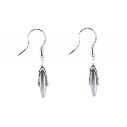 Boucles d'Oreilles Argent Disque Oeil de Chat - LES POULETTES BIJOUX - Modalova
