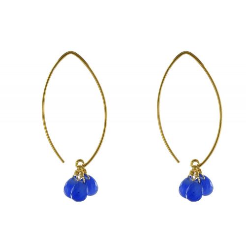 V Boucles d'Oreilles Argent Doré 3 Gouttes de Calcédoine - LES POULETTES BIJOUX - Modalova