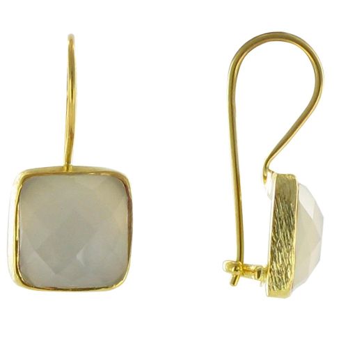 Boucles d'Oreilles Argent Doré Crochet Carré Facetté de Calcé - LES POULETTES BIJOUX - Modalova