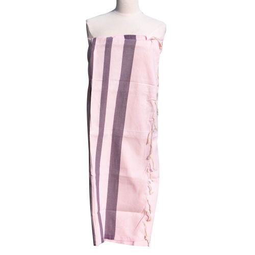 BIJOUX - Fouta Drap Plage et Hammam Coton Rayé Prune - LES POULETTES - Modalova