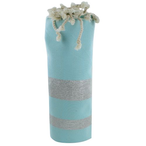 BIJOUX - Fouta Drap Plage et Hammam Coton Ciel Rayé Lurex - LES POULETTES - Modalova
