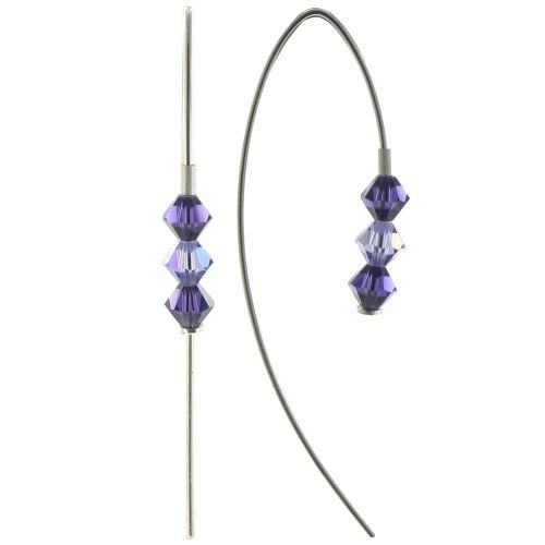 Boucles d'Oreilles Argent Rhodié Trois Perles de Cristal Viol - LES POULETTES BIJOUX - Modalova