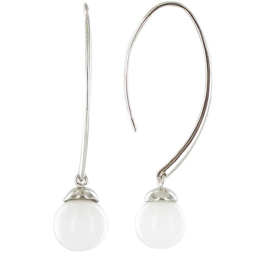 Boucles d'Oreilles Grande Billes d'Agate Blanche - LES POULETTES BIJOUX - Modalova