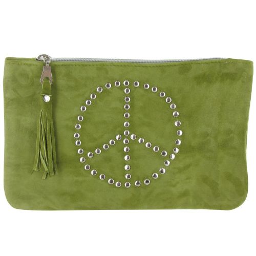 BIJOUX - V Pochette Sac Daim Clouté Signe Peace and Love Couleur - LES POULETTES - Modalova