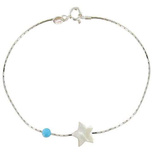 Bracelet Argent Etoile de Nacre et Perle - LES POULETTES BIJOUX - Modalova
