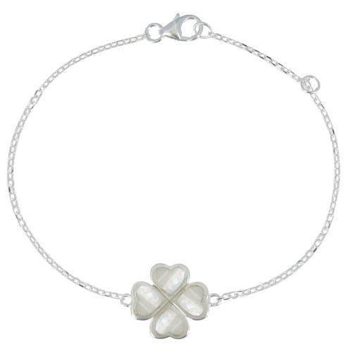 Bracelet Argent Trèfle de Nacre Ivoire - LES POULETTES BIJOUX - Modalova