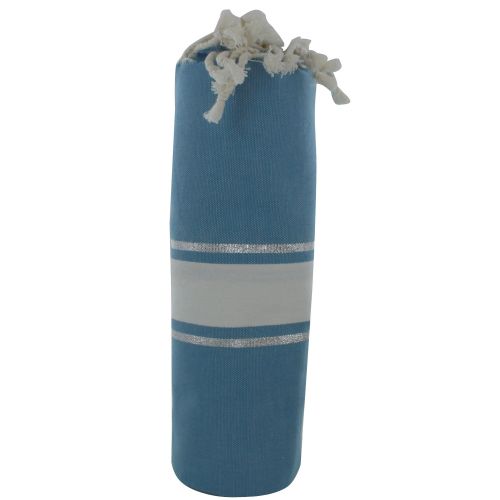 BIJOUX - Fouta Drap Plage et Hammam Coton Dur Rayé Blanc et Lurex - LES POULETTES - Modalova
