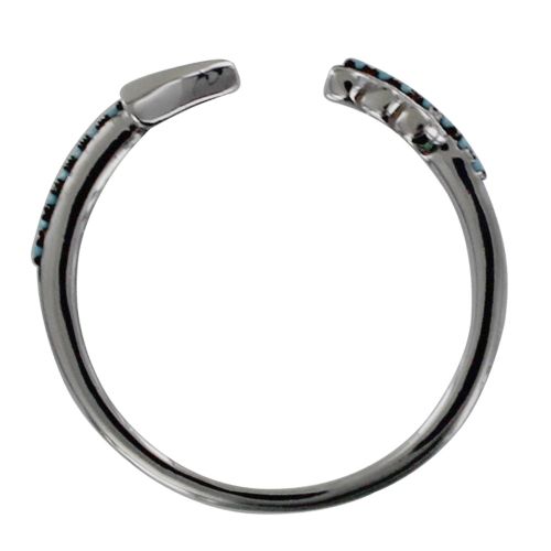 Bague 925 Rhodié Flèche et Points Bleus - taille 52 - LES POULETTES BIJOUX - Modalova