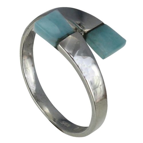 Bague Argent Toi et Moi Carré Larimar - taille 58 - LES POULETTES BIJOUX - Modalova