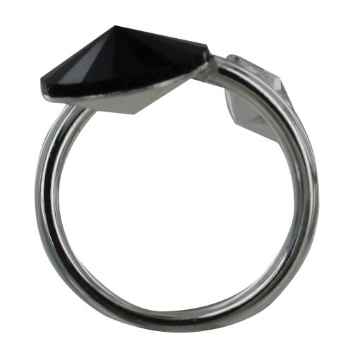 Bague Argent Orné de Cristal Noir et Transparent - LES POULETTES BIJOUX - Modalova