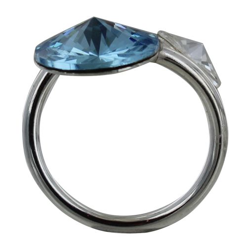 Bague Argent Orné de Cristal Ciel et Transparent - taill - LES POULETTES BIJOUX - Modalova