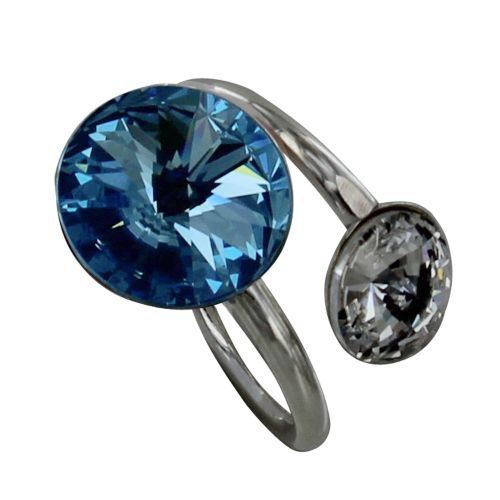 Bague Argent Orné de Cristal Ciel et Transparent - taill - LES POULETTES BIJOUX - Modalova