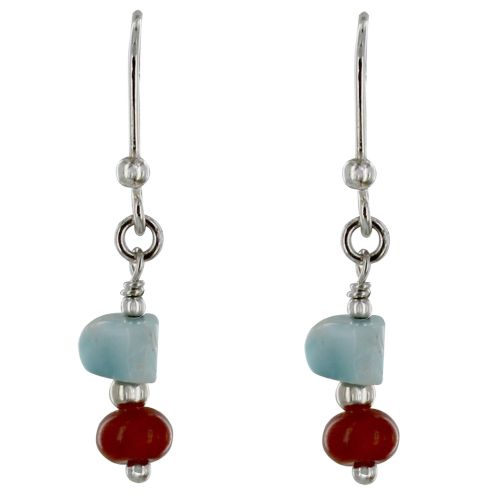 V Boucles d'Oreilles Argent Perles d'Agate Feu et Pépite de L - LES POULETTES BIJOUX - Modalova