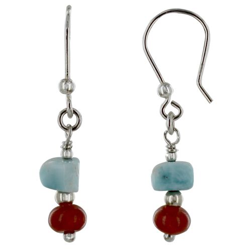 V Boucles d'Oreilles Argent Perles d'Agate Feu et Pépite de L - LES POULETTES BIJOUX - Modalova