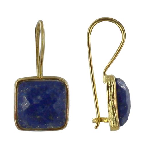 Boucles d'Oreilles Argent Doré Crochet Carré Facettée de Lapi - LES POULETTES BIJOUX - Modalova