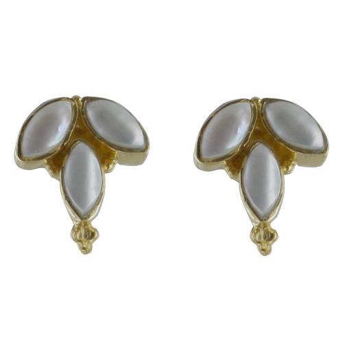 Boucles d'Oreilles Argent Doré Epi et Nacre - LES POULETTES BIJOUX - Modalova