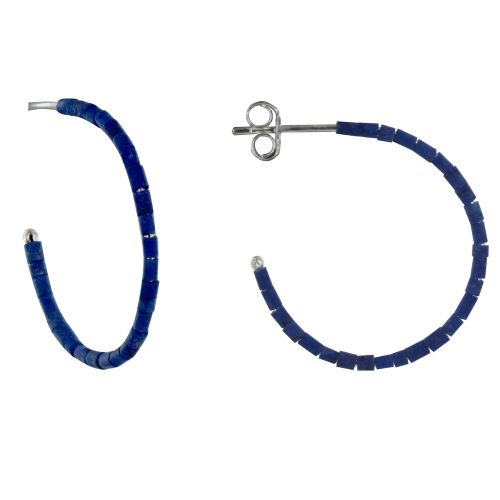 Boucles d'Oreilles Créoles Argent et Lapis Lazuli - LES POULETTES BIJOUX - Modalova