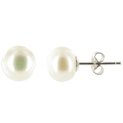 Boucles d'Oreilles Clou d'Argent et Perle de Culture Blanche 8- 9 mm - LES POULETTES BIJOUX - Modalova