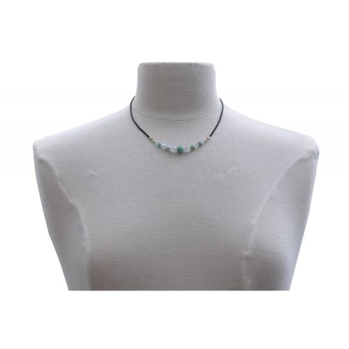 Collier Cordon en Cuir Noir Perles de Cristal de Roche et Lar - LES POULETTES BIJOUX - Modalova