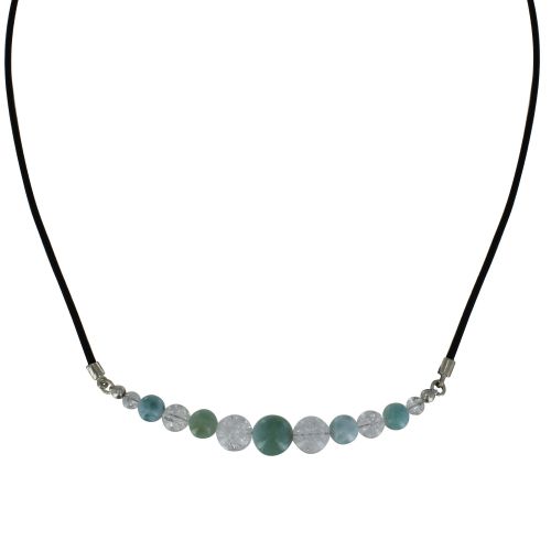 Collier Cordon en Cuir Noir Perles de Cristal de Roche et Lar - LES POULETTES BIJOUX - Modalova