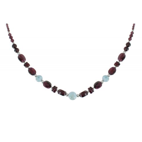 Collier Argent Perles de Grenat et de Larimar - LES POULETTES BIJOUX - Modalova