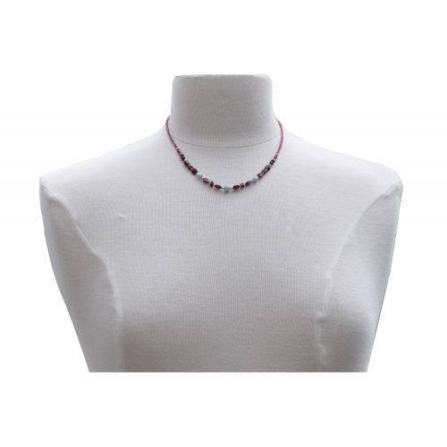 Collier Argent Perles de Grenat et de Larimar - LES POULETTES BIJOUX - Modalova
