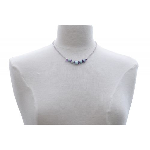 Collier Argent Pépites d'Améthyste et Perles de Larimar - LES POULETTES BIJOUX - Modalova