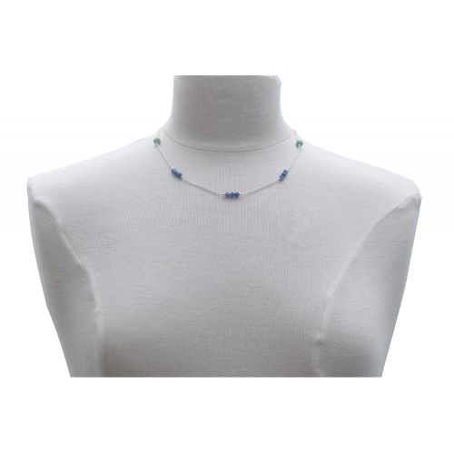 Collier Chaine Argent Perles de Lapis Lazuli et de Larimar - LES POULETTES BIJOUX - Modalova